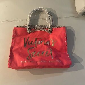 Victoria's Secret Red Tote with Gold Accents